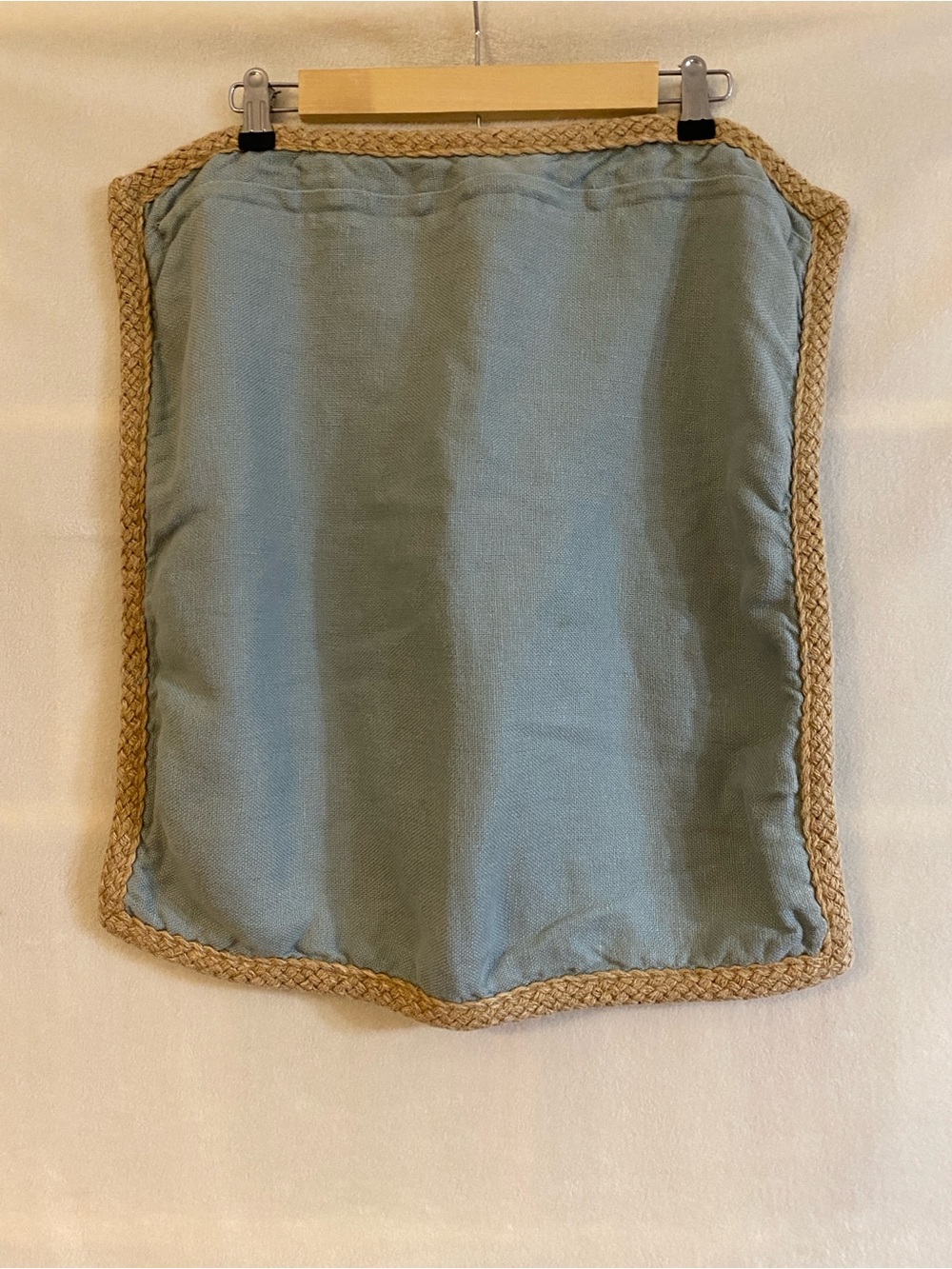 Set of 4 Pottery Barn blue 100% linen jute braid edge 20" x 20" pillow covers - Picture 8 of 15